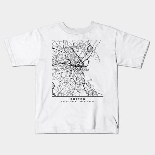 BOSTON MASSACHUSETTS BLACK CITY STREET MAP ART Kids T-Shirt